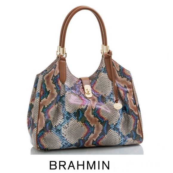 Brahmin Handbags - BRAHMIN Celia Multi Eliasson Python Embossed Structured Leather Shoulder Bag